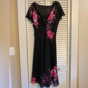Beautiful Sheer Black Flower Print, Lined Dress by Trixxi. Juniors Size Large
